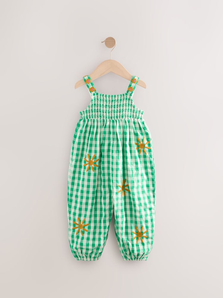 Green Gingham 100% Cotton Playsuit (3mths-7yrs) - Image 5 of 8