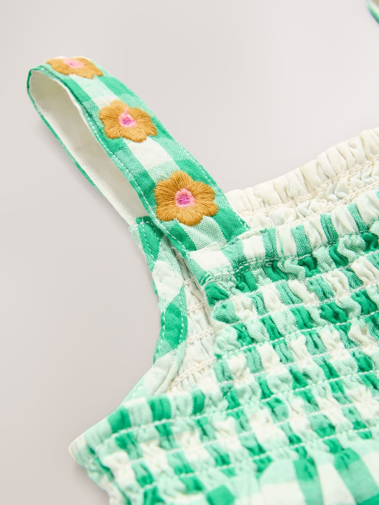 Green Gingham 100% Cotton Playsuit (3mths-7yrs) - Image 8 of 8