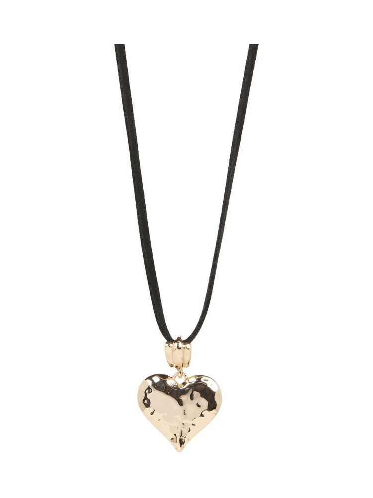 Oliver Bonas Gold Tone Kallie Chunky Heart Velvet Pendant Necklace - Image 2 of 5