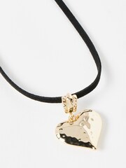 Oliver Bonas Gold Tone Kallie Chunky Heart Velvet Pendant Necklace - Image 3 of 5