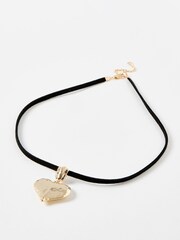 Oliver Bonas Gold Tone Kallie Chunky Heart Velvet Pendant Necklace - Image 5 of 5