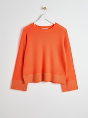 Oliver Bonas Orange Sparkle Trim Knitted Jumper - Image 1 of 6