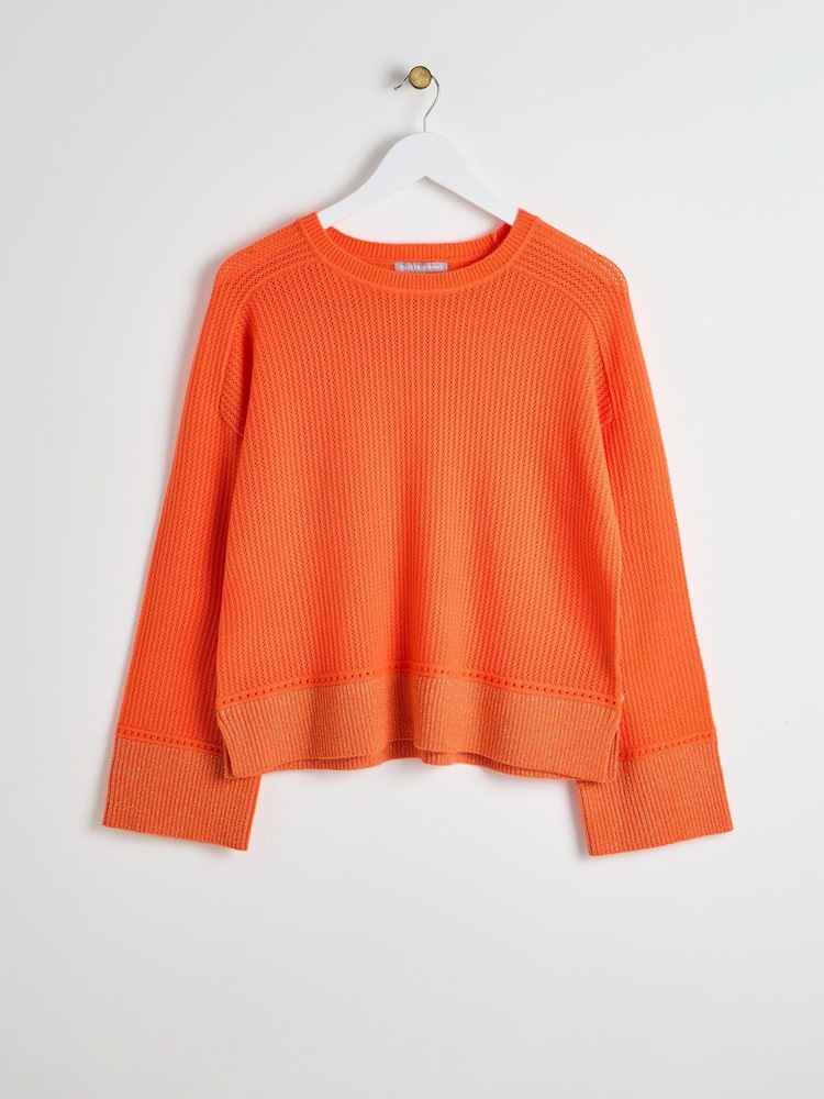 Oliver Bonas Orange Sparkle Trim Knitted Jumper - Image 1 of 6 Oliver Bonas Orange Sparkle Trim Knitted Jumper - Image 1 of 6