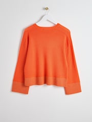 Oliver Bonas Orange Sparkle Trim Knitted Jumper - Image 2 of 6