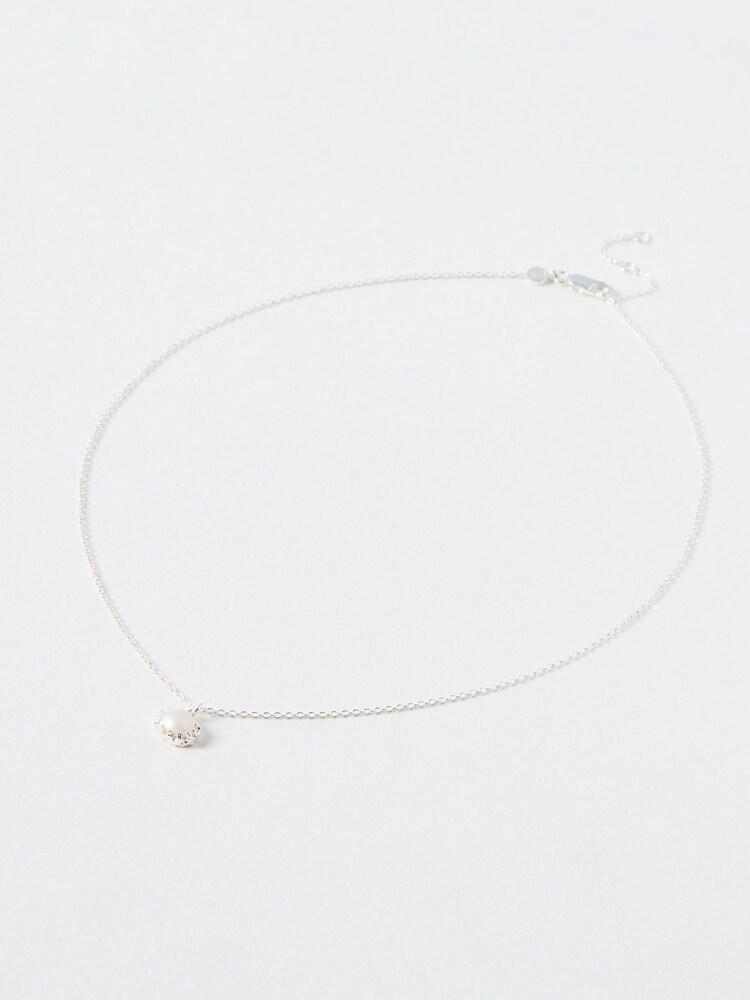Oliver Bonas White Phoebe Pearl Long Pendant Necklace - Image 5 of 5