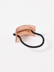 Oliver Bonas Brown Zahia Brown Faux Fur Tortoiseshell & Gold Bar Hair Band - Image 2 of 3