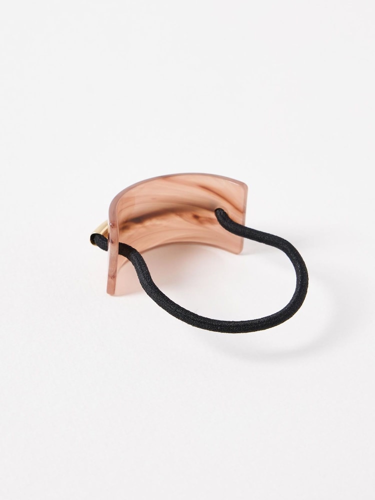 Oliver Bonas Brown Zahia Brown Faux Fur Tortoiseshell & Gold Bar Hair Band - Image 2 of 3