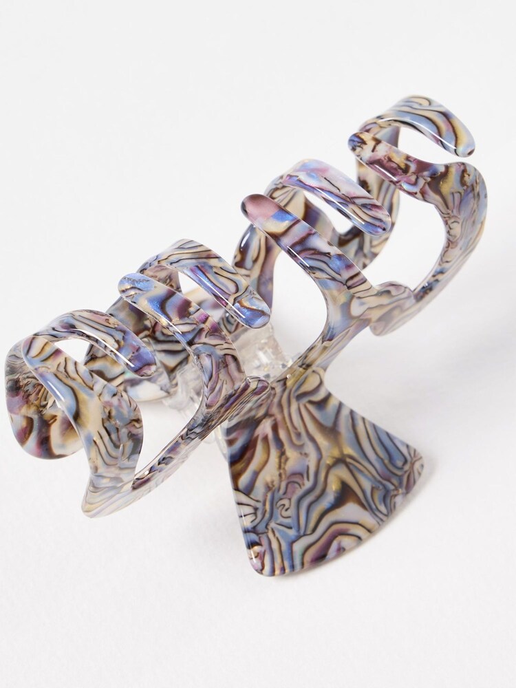 Oliver Bonas Brown Amita Shimmer Resin Wave Hair Claw Clip - Image 3 of 3