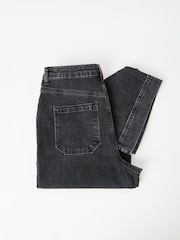 Oliver Bonas Black Denim Scalloped Pocket Wide Leg Cropped Jeans - Image 2 of 6