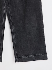Oliver Bonas Black Denim Scalloped Pocket Wide Leg Cropped Jeans - Image 5 of 6