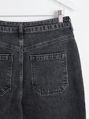 Oliver Bonas Black Denim Scalloped Pocket Wide Leg Cropped Jeans - Image 6 of 6