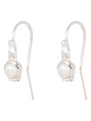 Oliver Bonas White Dorothy Pearl Silver Drop Earrings - Image 1 of 5