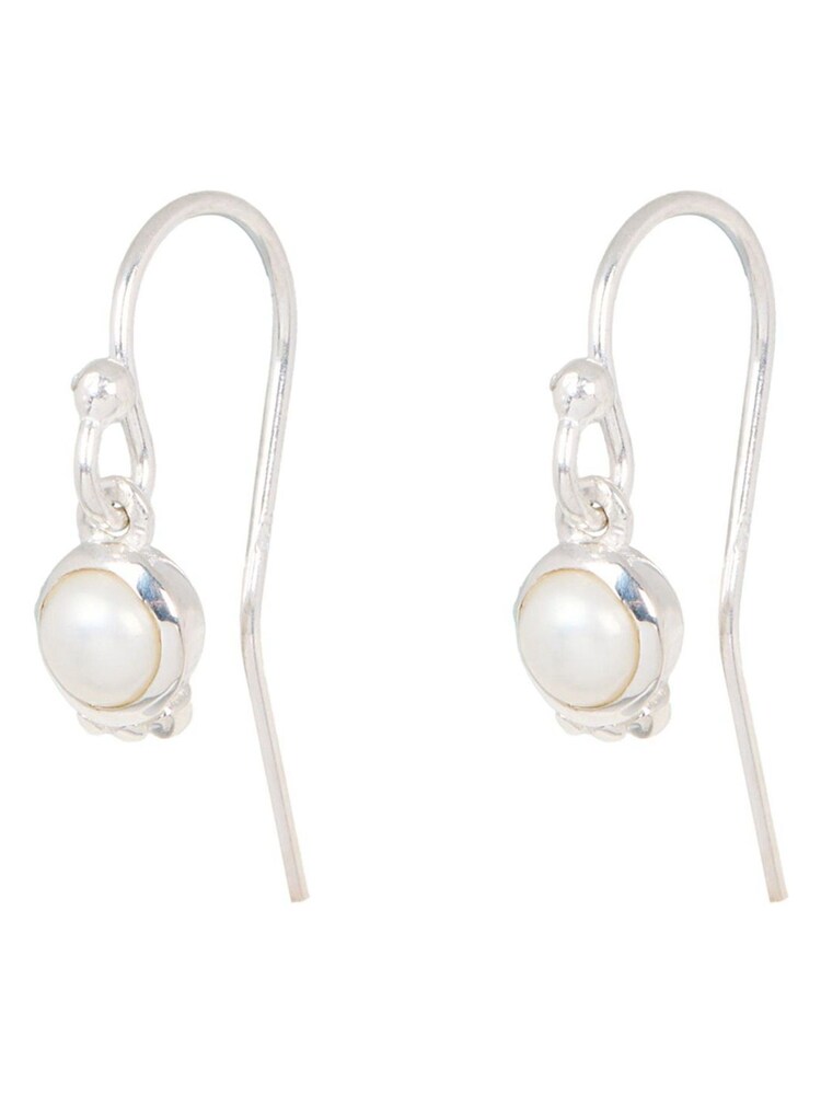 Oliver Bonas White Dorothy Pearl Silver Drop Earrings - Image 1 of 5