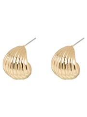 Oliver Bonas Gold Tone Maeve Circular Ribbed Hoop Earrings - Image 1 of 5