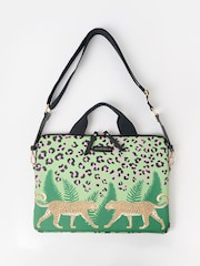 Oliver Bonas Green Leopard Print Cross-Body Laptop Case - Image 1 of 6
