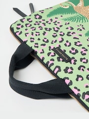 Oliver Bonas Green Leopard Print Cross-Body Laptop Case - Image 3 of 6