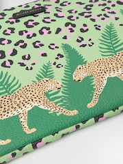 Oliver Bonas Green Leopard Print Cross-Body Laptop Case - Image 5 of 6