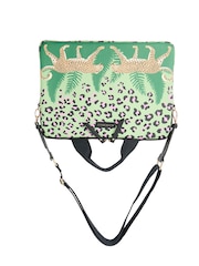 Oliver Bonas Green Leopard Print Cross-Body Laptop Case - Image 6 of 6
