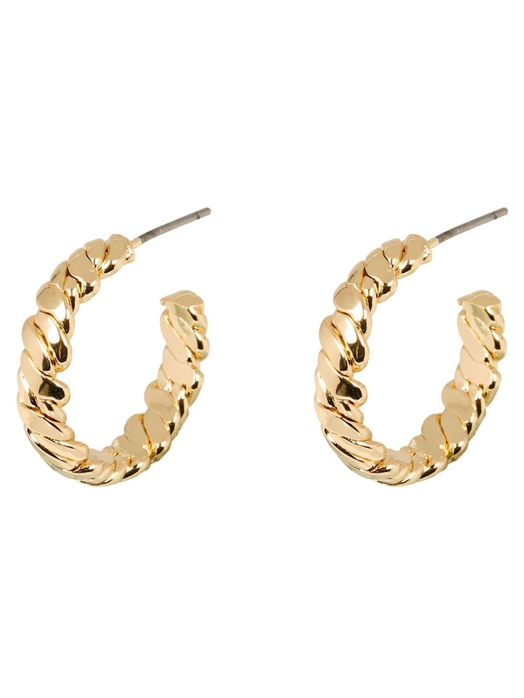Oliver Bonas Gold Tone Dovie Twisted Hoop Earrings - Image 1 of 4