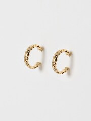 Oliver Bonas Gold Tone Dovie Twisted Hoop Earrings - Image 2 of 4