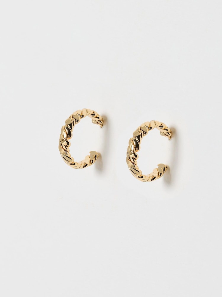 Oliver Bonas Gold Tone Dovie Twisted Hoop Earrings - Image 2 of 4 Oliver Bonas Gold Tone Dovie Twisted Hoop Earrings - Image 2 of 4