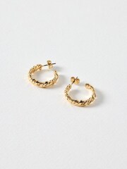 Oliver Bonas Gold Tone Dovie Twisted Hoop Earrings - Image 4 of 4