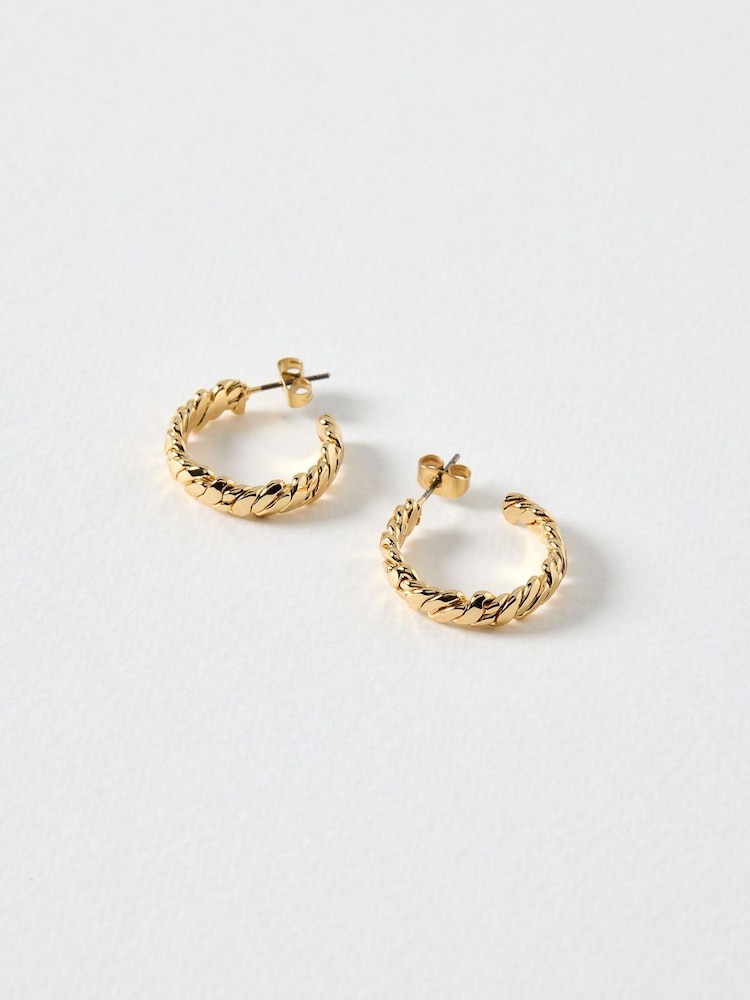 Oliver Bonas Gold Tone Dovie Twisted Hoop Earrings - Image 4 of 4