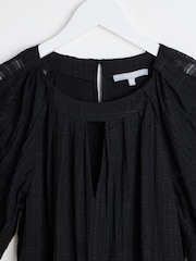 Oliver Bonas Black Textured Midi Dress - Image 3 of 6