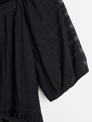 Oliver Bonas Black Textured Midi Dress - Image 4 of 6