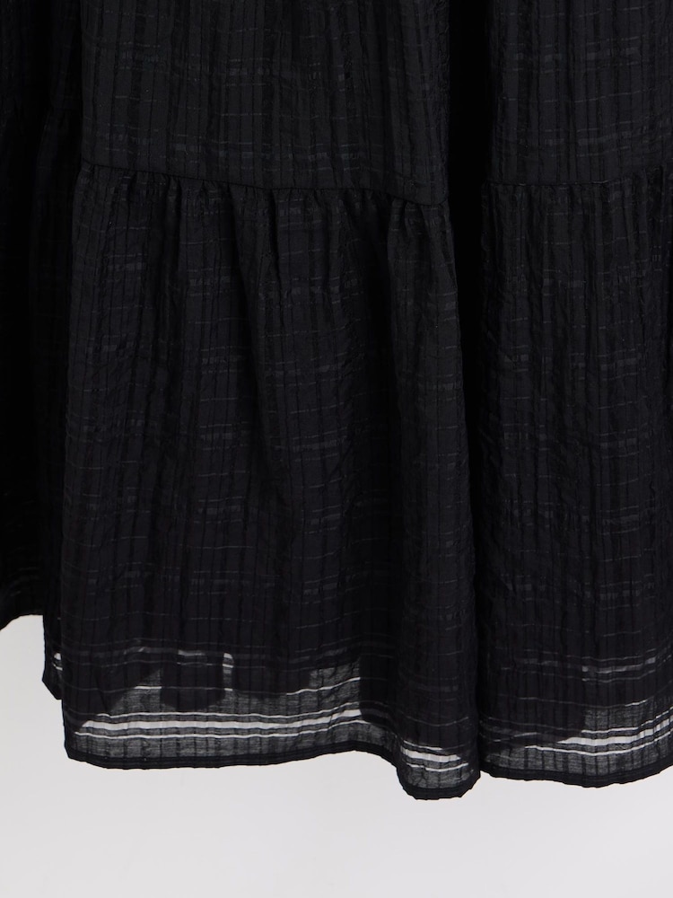Oliver Bonas Black Textured Midi Dress - Image 6 of 6