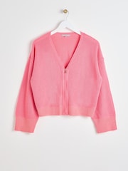 Oliver Bonas Pink V-Neck Zipped Knitted Cardigan - Slika 1 iz 6