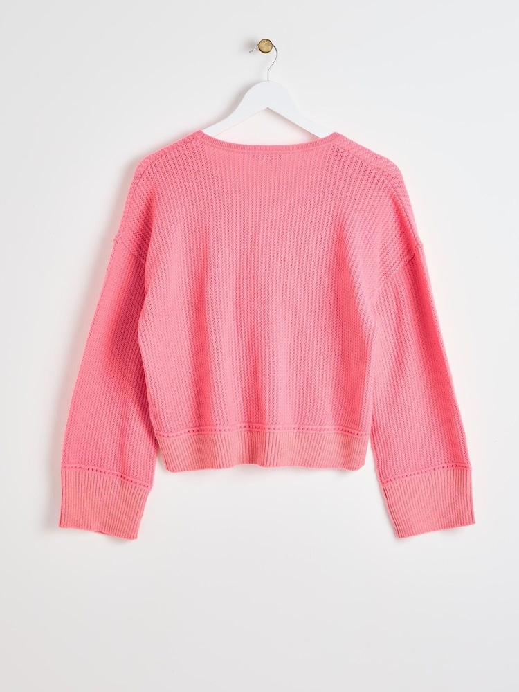 Oliver Bonas Pink V-Neck Zipped Knitted Cardigan - Slika 2 iz 6