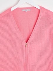 Oliver Bonas Pink V-Neck Zipped Knitted Cardigan - Slika 3 iz 6