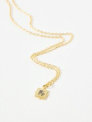 Oliver Bonas Black Ethel Square Labradorite Gold Plated Long Necklace - Image 1 of 4