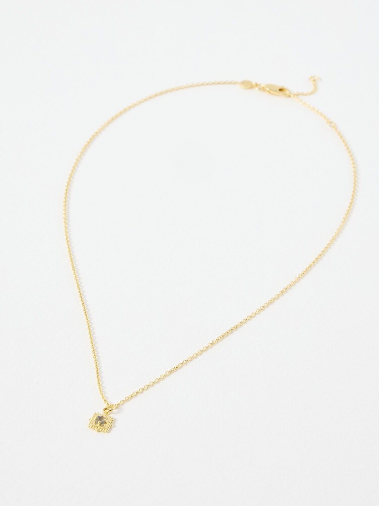 Oliver Bonas Black Ethel Square Labradorite Gold Plated Long Necklace - Image 2 of 4 Oliver Bonas Black Ethel Square Labradorite Gold Plated Long Necklace - Image 2 of 4