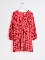 Oliver Bonas Pink Geometric Print Mini Dress - Image 1 of 6