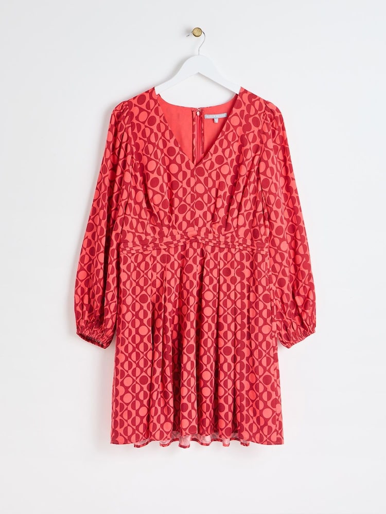 Oliver Bonas Pink Geometric Print Mini Dress - Image 1 of 6