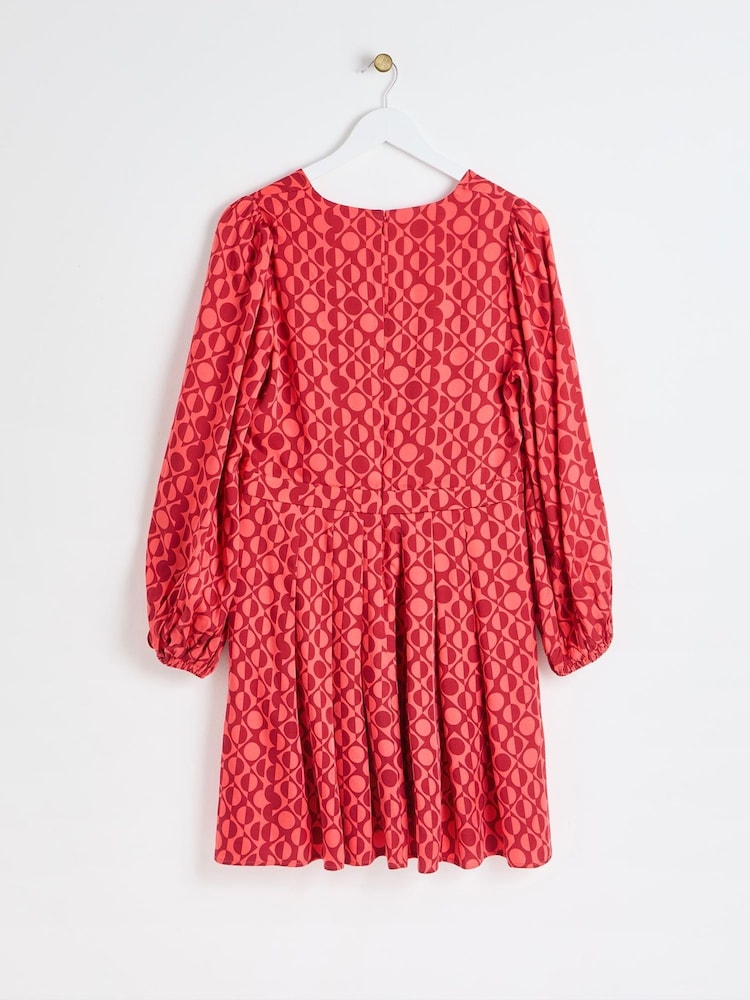 Oliver Bonas Pink Geometric Print Mini Dress - Image 2 of 6