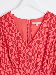 Oliver Bonas Pink Geometric Print Mini Dress - Image 3 of 6