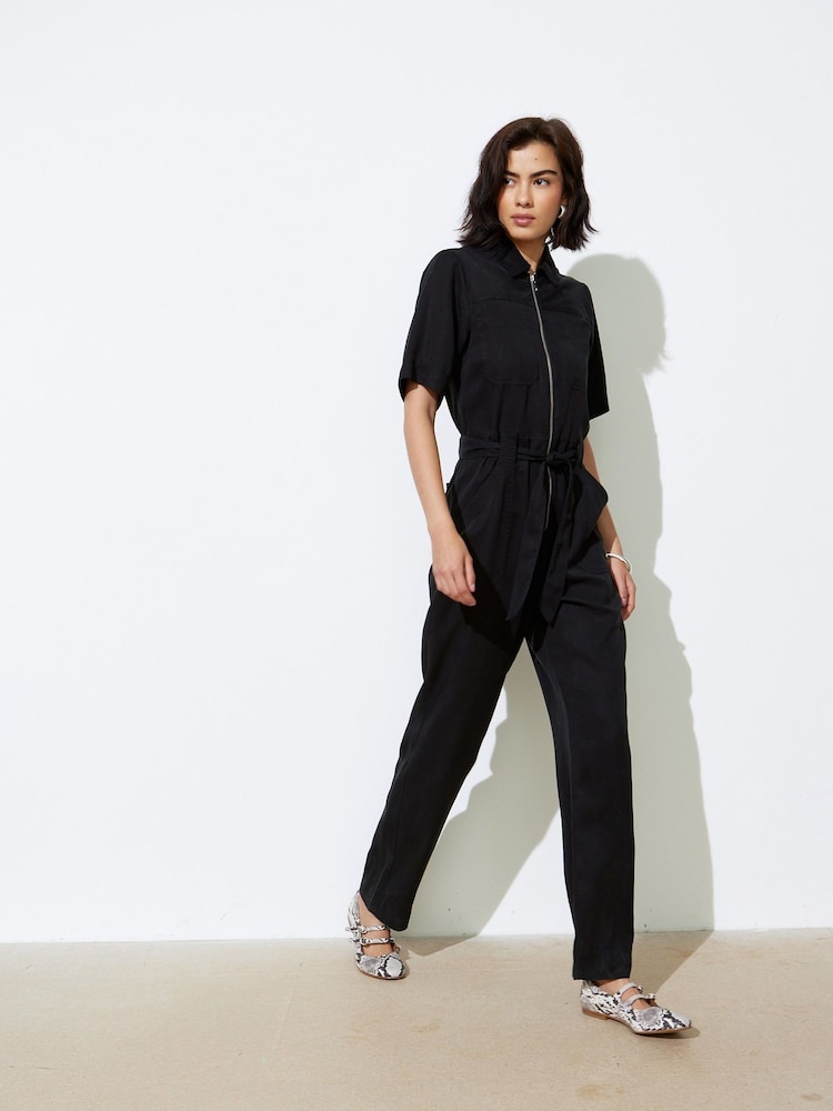 Oliver Bonas Black Zip Through Jumpsuit - Image 1 of 9