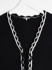 Oliver Bonas Black Wavy Trim Knitted Tie Waistcoat - Image 3 of 4