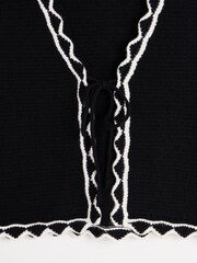 Oliver Bonas Black Wavy Trim Knitted Tie Waistcoat - Image 4 of 4