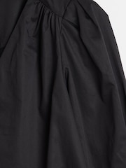 Oliver Bonas Black Pleated V-Neck 100% Cotton Blouse - Image 4 of 6