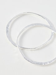 Oliver Bonas Silver Clara Oval Hammered Silver Plated Bangles Set of 2 - Image 3 of 4