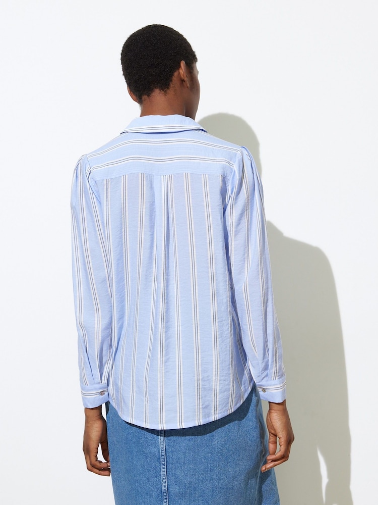 Oliver Bonas Blue Stripe Shirt - Image 2 of 8 Oliver Bonas Blue Stripe Shirt - Image 2 of 8