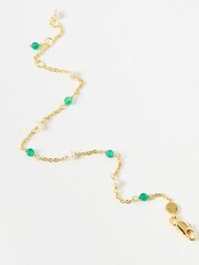 Oliver Bonas Gold Grace Onyx & Pearl Beaded Gold Plated Bracelet - Image 2 of 5