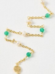 Oliver Bonas Gold Grace Onyx & Pearl Beaded Gold Plated Bracelet - Image 4 of 5