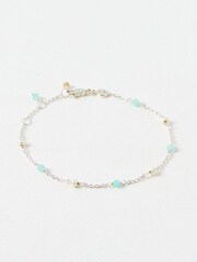 Oliver Bonas Silver Sabrina Amazonite & Pearl Beaded Chain Bracelet - Image 2 of 5