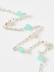 Oliver Bonas Silver Sabrina Amazonite & Pearl Beaded Chain Bracelet - Image 3 of 5