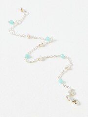 Oliver Bonas Silver Sabrina Amazonite & Pearl Beaded Chain Bracelet - Image 5 of 5